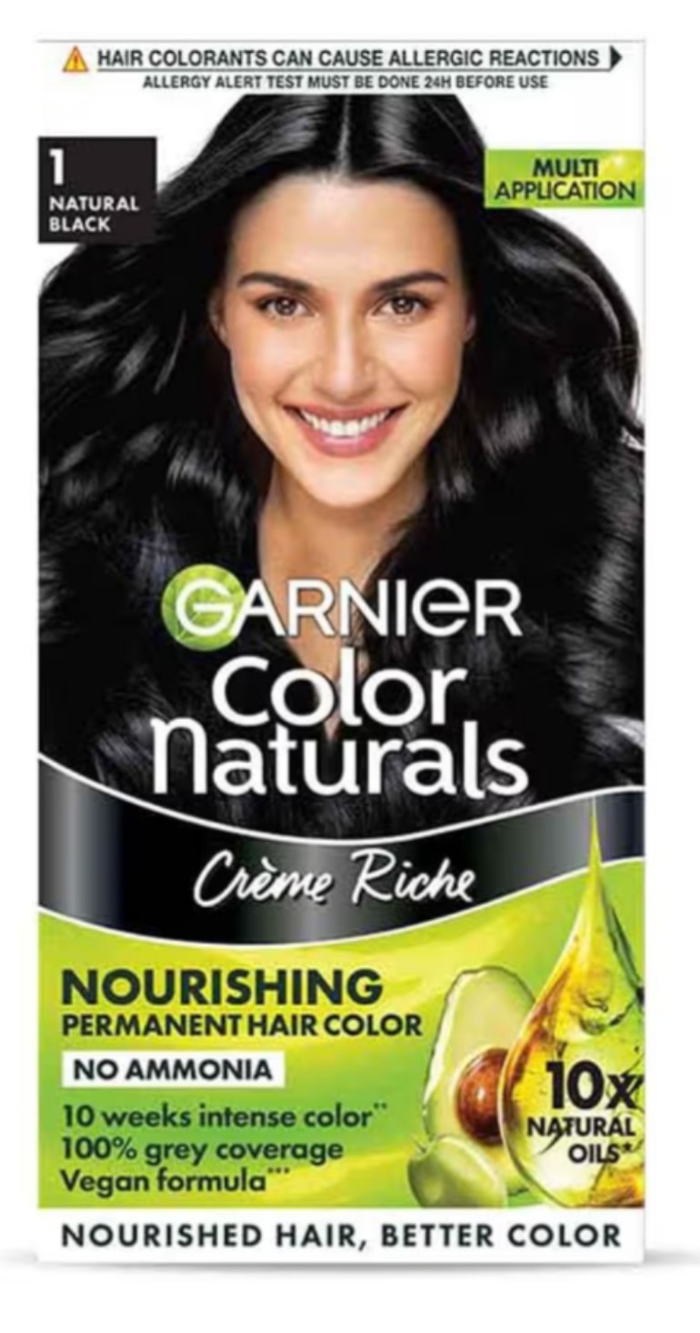 Garnier Color Naturals Crème hair color, Shade 1 Natural Black, 70ml + 60g